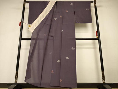 平和屋着物＊夏物 小紋 千鳥 銀糸 正絹 逸品 AABH3978jd