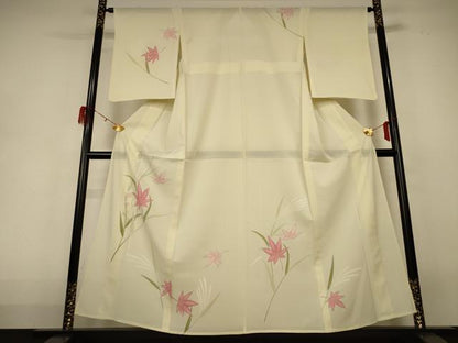 平和屋着物＊夏物 訪問着 絽 楓文 銀彩 正絹 逸品 AABH3979jd