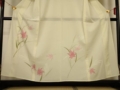 平和屋着物＊夏物 訪問着 絽 楓文 銀彩 正絹 逸品 AABH3979jd