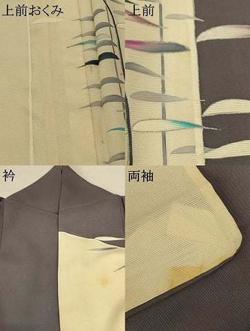 平和屋着物＊夏物 訪問着 絽 枝葉文 銀彩 正絹 逸品 AABH3993jd