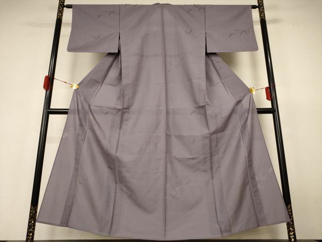 平和屋着物＊夏物 色無地 笹文紗 源氏鼠色 正絹 逸品 AABH4004jd
