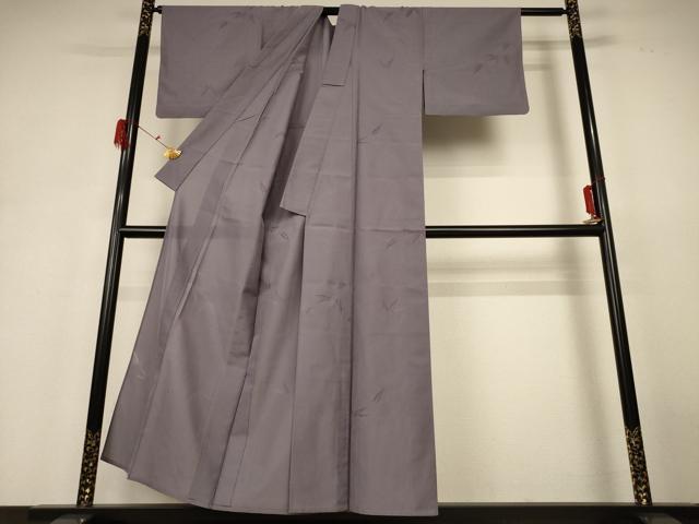 平和屋着物＊夏物 色無地 笹文紗 源氏鼠色 正絹 逸品 AABH4004jd