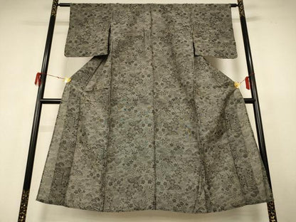 平和屋着物＊夏物 お召 風景草花文 正絹 逸品 AABH4010jd