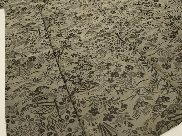 平和屋着物＊夏物 お召 風景草花文 正絹 逸品 AABH4010jd