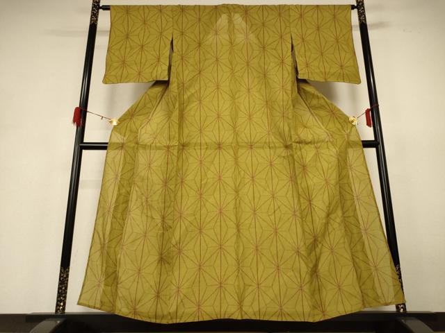 平和屋着物＊夏物 小千谷ちぢみ 麻の葉文様 麻 逸品 AABH4015jd