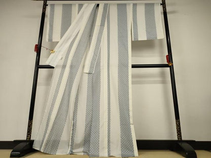 平和屋着物＊夏物 小紋 絽 市松間道 洗える着物 未使用 AABH4018jd