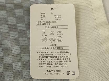 平和屋着物＊夏物 小紋 絽 市松間道 洗える着物 未使用 AABH4018jd