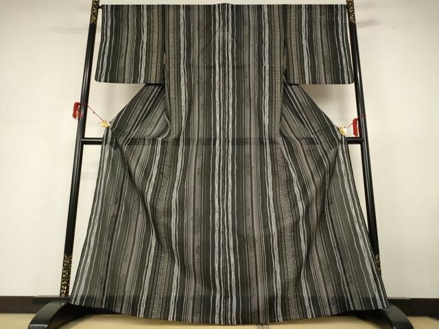 平和屋着物＊夏物 小紋 絽 変わり縞 洗える着物 AABH4022jd