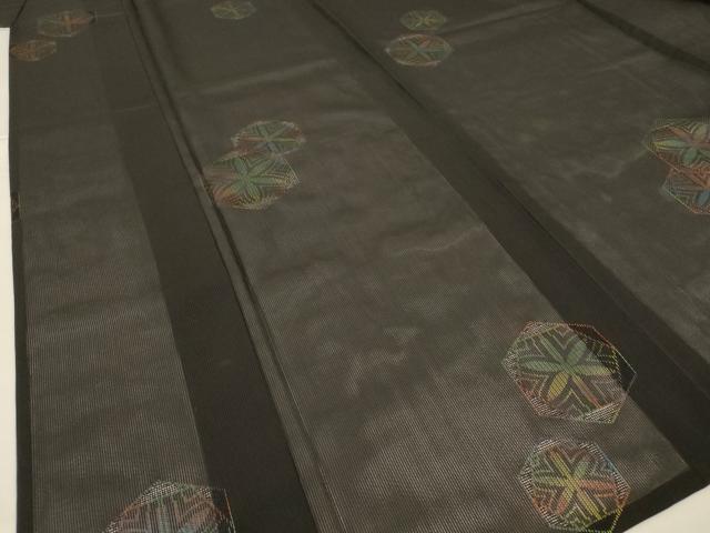 平和屋着物＊夏物 小紋 紗 亀甲花文 洗える着物 未使用 AABH4024jd