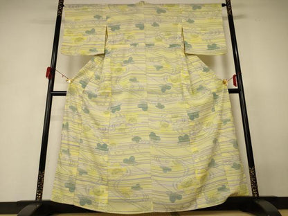 平和屋着物＊夏物 小紋 紗 流水花文 洗える着物 AABH4025jd