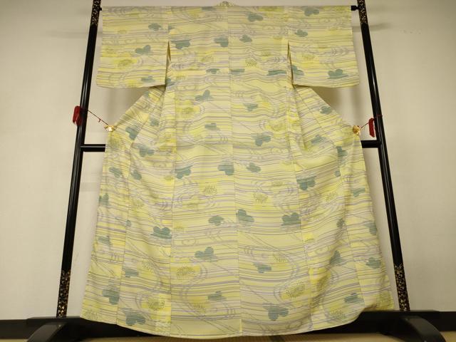 平和屋着物＊夏物 小紋 紗 流水花文 洗える着物 AABH4025jd