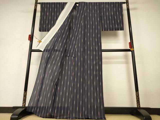 平和屋着物＊夏物 小紋 縦絽 変わり縞 正絹 逸品 AABH4026jd