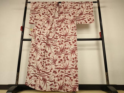 平和屋着物＊夏物 小紋 絽 草花文 洗える着物 未使用 AABH4027jd