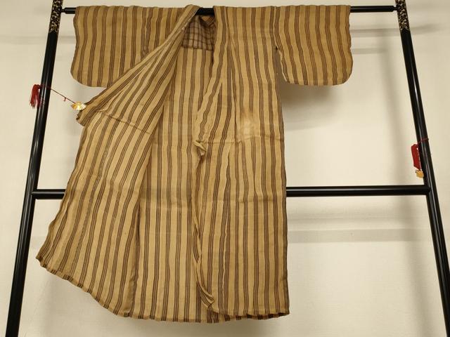 平和屋着物＊夏物　芭蕉布　縞　手積み芭蕉糸100％　逸品　AABH4030jd
