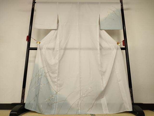 平和屋着物＊夏物 訪問着 絽 草葉文 金銀彩 正絹 逸品 AABH4037jd