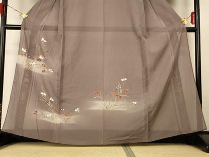 平和屋着物＊夏物 訪問着 絽 草花文 暈し染め 金彩 正絹 逸品 AABH4038jd