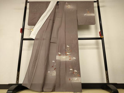 平和屋着物＊夏物 訪問着 絽 草花文 暈し染め 金彩 正絹 逸品 AABH4038jd