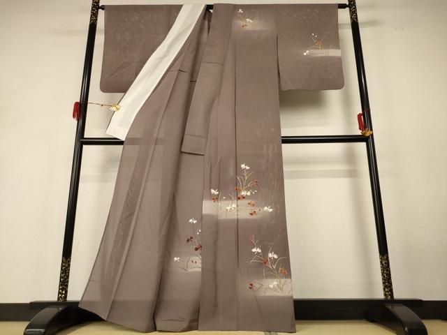 平和屋着物＊夏物 訪問着 絽 草花文 暈し染め 金彩 正絹 逸品 AABH4038jd