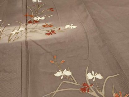 平和屋着物＊夏物 訪問着 絽 草花文 暈し染め 金彩 正絹 逸品 AABH4038jd