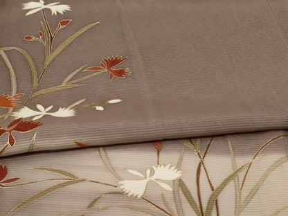 平和屋着物＊夏物 訪問着 絽 草花文 暈し染め 金彩 正絹 逸品 AABH4038jd