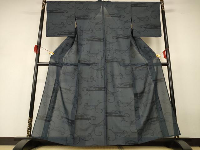 平和屋着物＊夏物　本場大島紬　夏大島　唐草文　正絹　逸品　AABH4039jd 平和屋着物＊夏物 本場大島紬 夏大島 唐草文 正絹 逸品 AABH4039jd