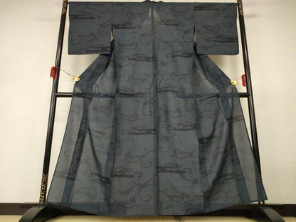 平和屋着物＊夏物 本場大島紬 夏大島 唐草文 正絹 逸品 AABH4039jd