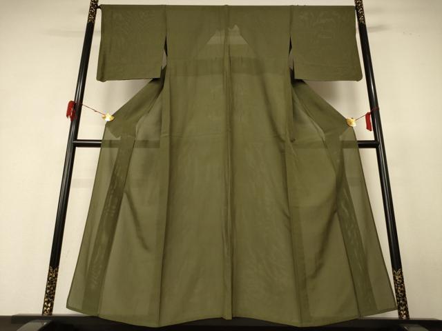 平和屋着物＊夏物 色無地 絽 海松色 正絹 逸品 AABH4040jd