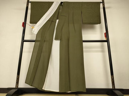 平和屋着物＊夏物 色無地 絽 海松色 正絹 逸品 AABH4040jd