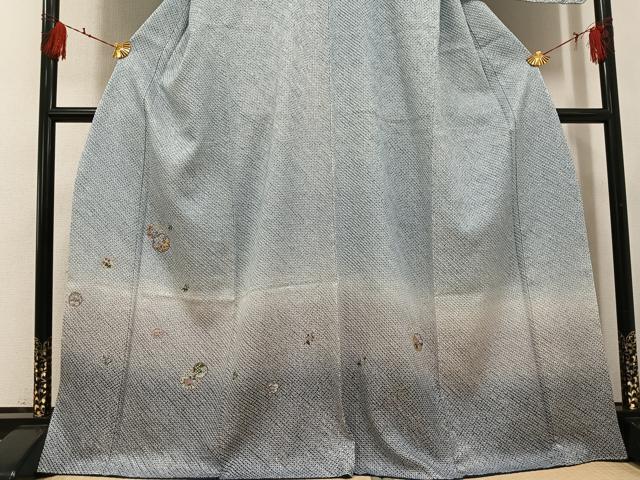 平和屋着物●訪問着　総絞り　刺繍　雪輪草花文　暈し染め　金糸　正絹　逸品　AABH4047ph
