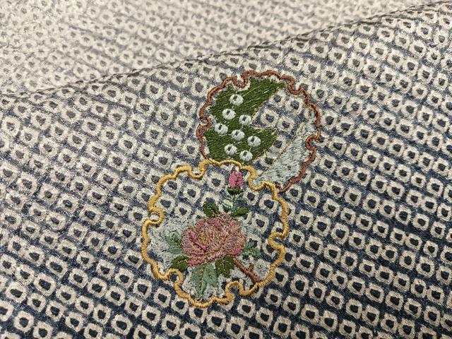 平和屋着物●訪問着　総絞り　刺繍　雪輪草花文　暈し染め　金糸　正絹　逸品　AABH4047ph