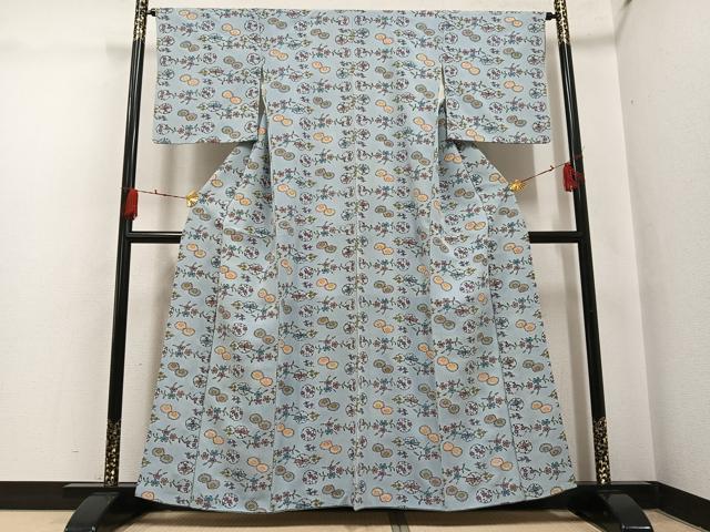平和屋着物●上質な小紋　紅型　草花文　正絹　逸品　AABH4053ph 平和屋着物○上質な小紋 紅型 草花文 正絹 逸品 AABH4053ph