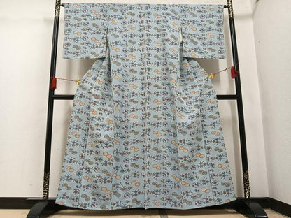 平和屋着物●上質な小紋　紅型　草花文　正絹　逸品　AABH4053ph