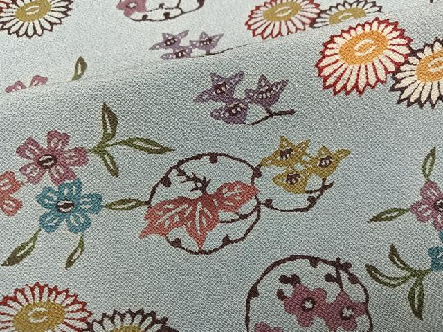 平和屋着物●上質な小紋　紅型　草花文　正絹　逸品　AABH4053ph