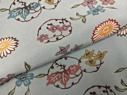 平和屋着物●上質な小紋　紅型　草花文　正絹　逸品　AABH4053ph