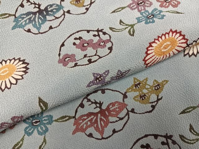 平和屋着物●上質な小紋　紅型　草花文　正絹　逸品　AABH4053ph