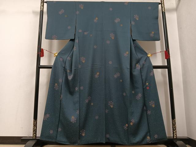 平和屋着物●染色作家　草野一騎　小紋　雪華　雪の結晶　正絹　逸品　AABH4068ph