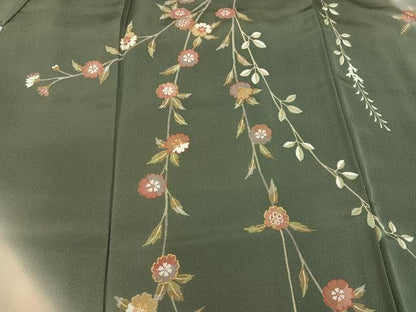 平和屋着物●訪問着　枝垂れ花文　暈し染め　金彩　正絹　逸品　AABH4071ph