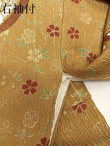 平和屋着物●豪華振袖　駒刺繍　ふくれ織　花蝶文　暈し染め　金銀彩　正絹　逸品　AABH4072ph