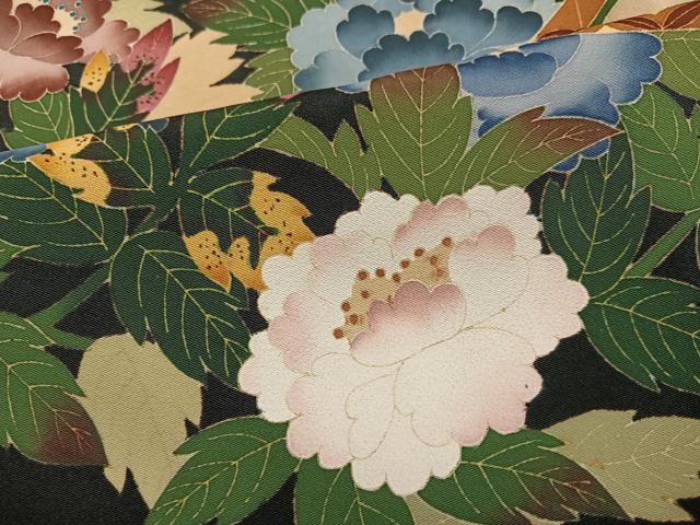 平和屋着物●本加賀友禅作家　西川健一　黒留袖　地紙花鳥文　正絹　逸品　AABH4080ph
