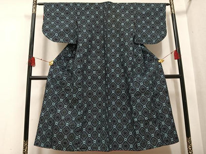 平和屋着物●久留米絣　蜀江花文　綿　逸品　AABH4089ph