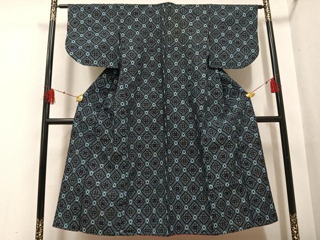 平和屋着物●久留米絣　蜀江花文　綿　逸品　AABH4089ph