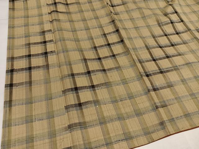 平和屋着物●上質な紬　格子　正絹　逸品　AABH4094ph