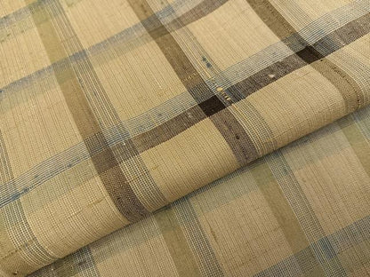 平和屋着物●上質な紬　格子　正絹　逸品　AABH4094ph