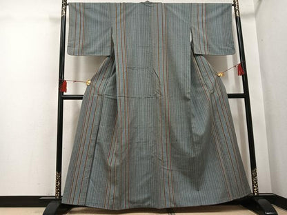 平和屋着物●ぜんまい紬　間道　正絹　逸品　AABH4104ph