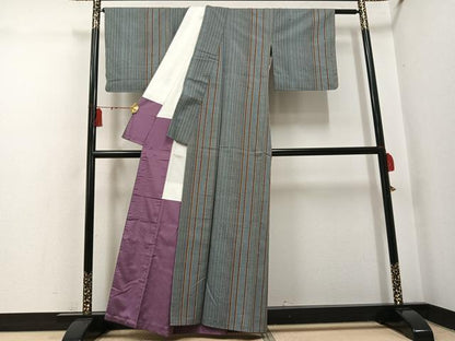平和屋着物●ぜんまい紬　間道　正絹　逸品　AABH4104ph