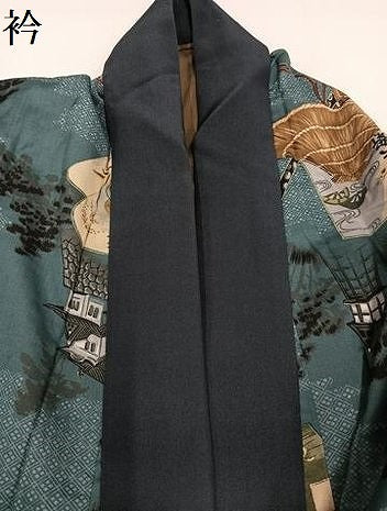 平和屋着物●男性　長襦袢　袷　風景文　AABH4112ph
