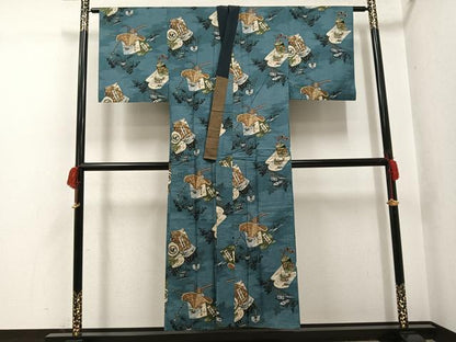 平和屋着物●男性　長襦袢　袷　風景文　AABH4112ph