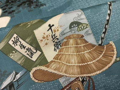 平和屋着物●男性　長襦袢　袷　風景文　AABH4112ph