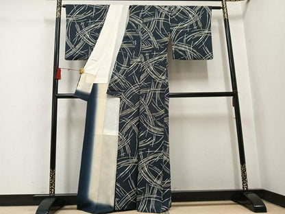 平和屋着物●上質な小紋　芝文　金彩　正絹　逸品　AABH4115ph