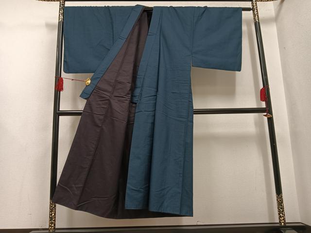 平和屋着物●男性　紬　アンサンブル　亀甲柄　正絹　逸品　AABH4121ph